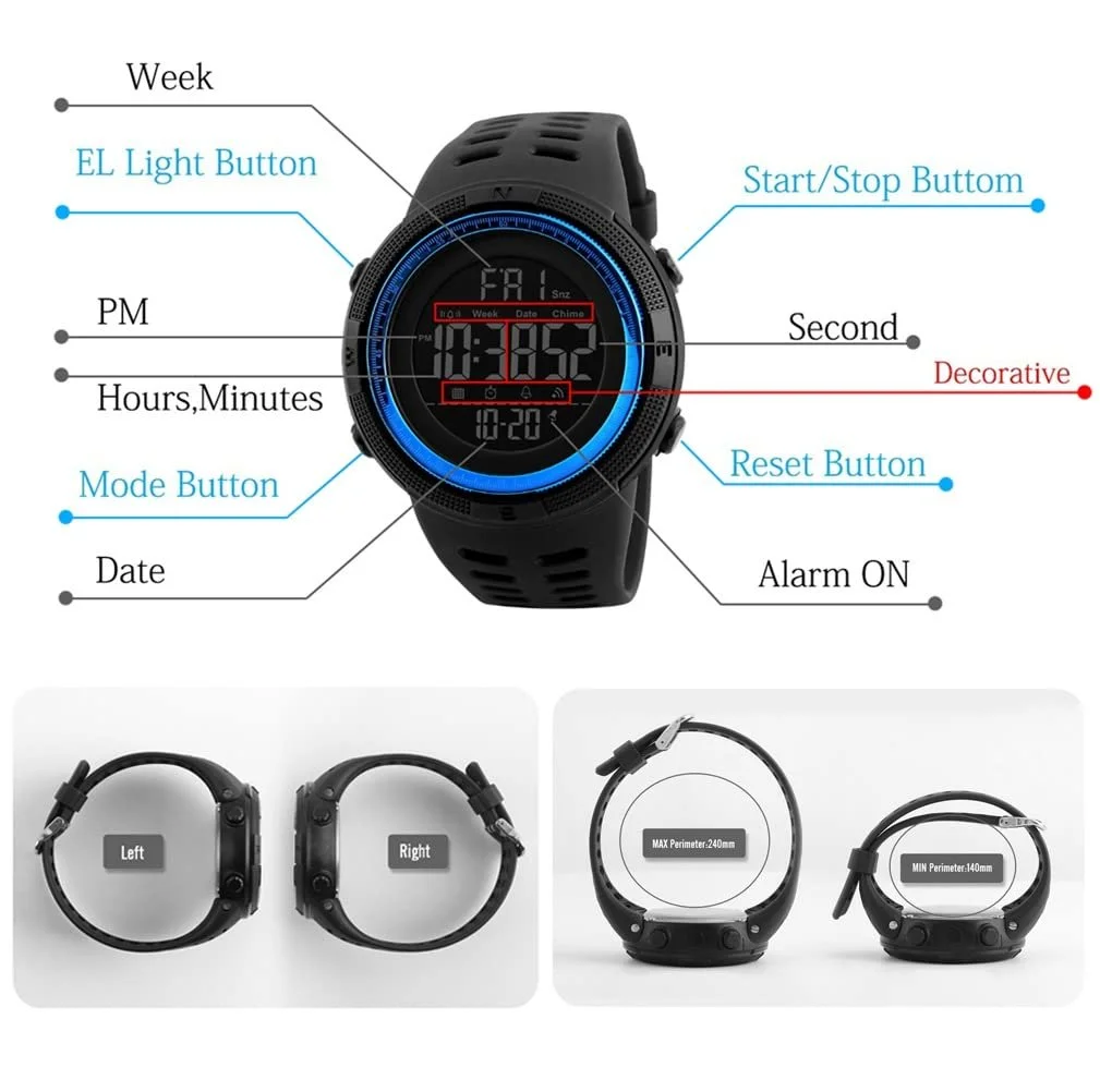 Чоловічий спортивний годинник TONSHEN, водонепроникний, світлодіодний, тактичний, військовий, фото №4 Чоловічий спортивний годинник TONSHEN, водонепроникний, світлодіодний, тактичний, військовий, фото №4