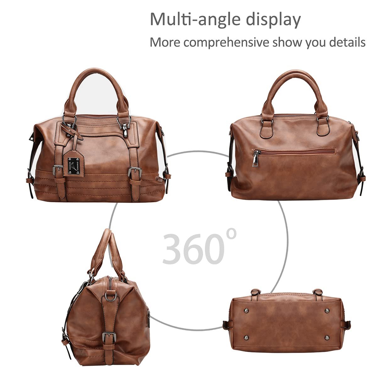 Сумка с Верхней Ручкой NICOLE & DORIS Fashion Oil Wax Boston Bags, коричневый, фото №5