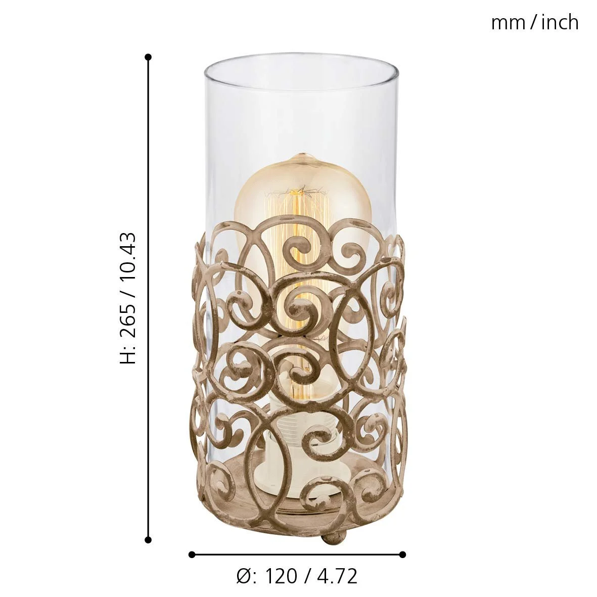 Настільна лампа Eglo Cardigan E27 1X60 Вт сталева патинована коричнева IP20 220-240 В, фото №4