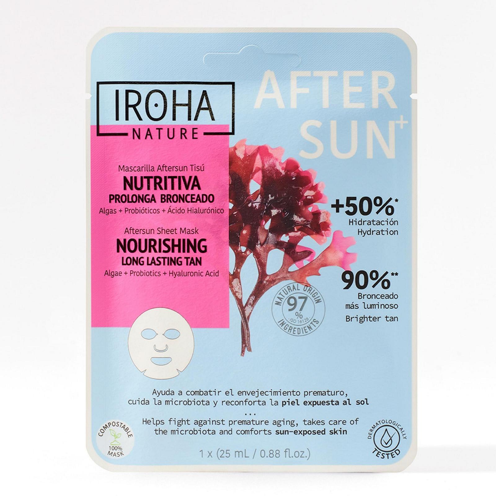 Маска для лица Iroha Nature После загара Питательная и продлевающая загар с водорослями, пробиотиками и гиалуроновой кислотой Глубокое увлажнение и антивозрастной эффект Упругость и эластичность, фото №1