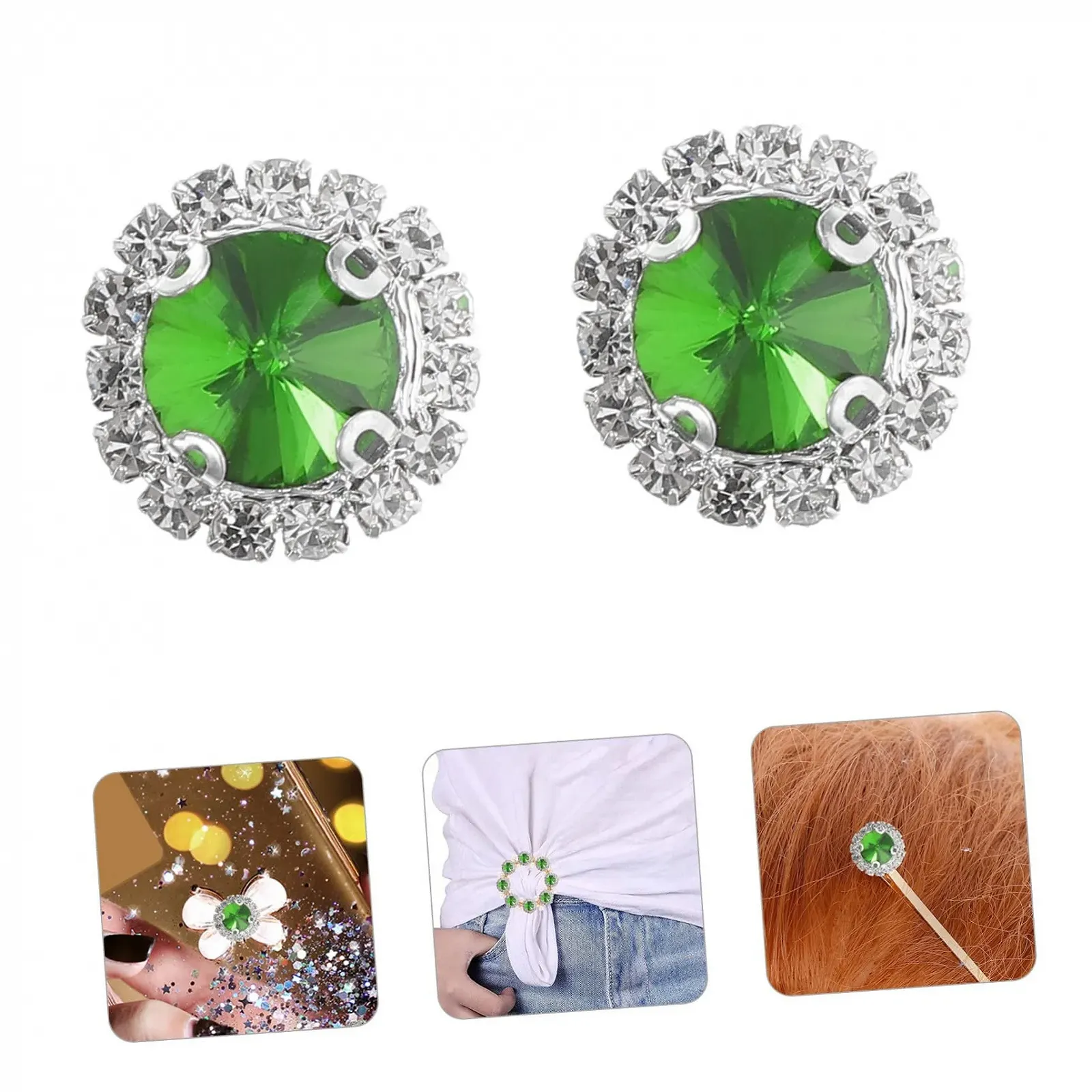 Стрази Круглі LALAFINA 20 шт Зелені Стрази для рукоділля з плоскою задньою частиною. Кришталі для весільного декору, фото №5