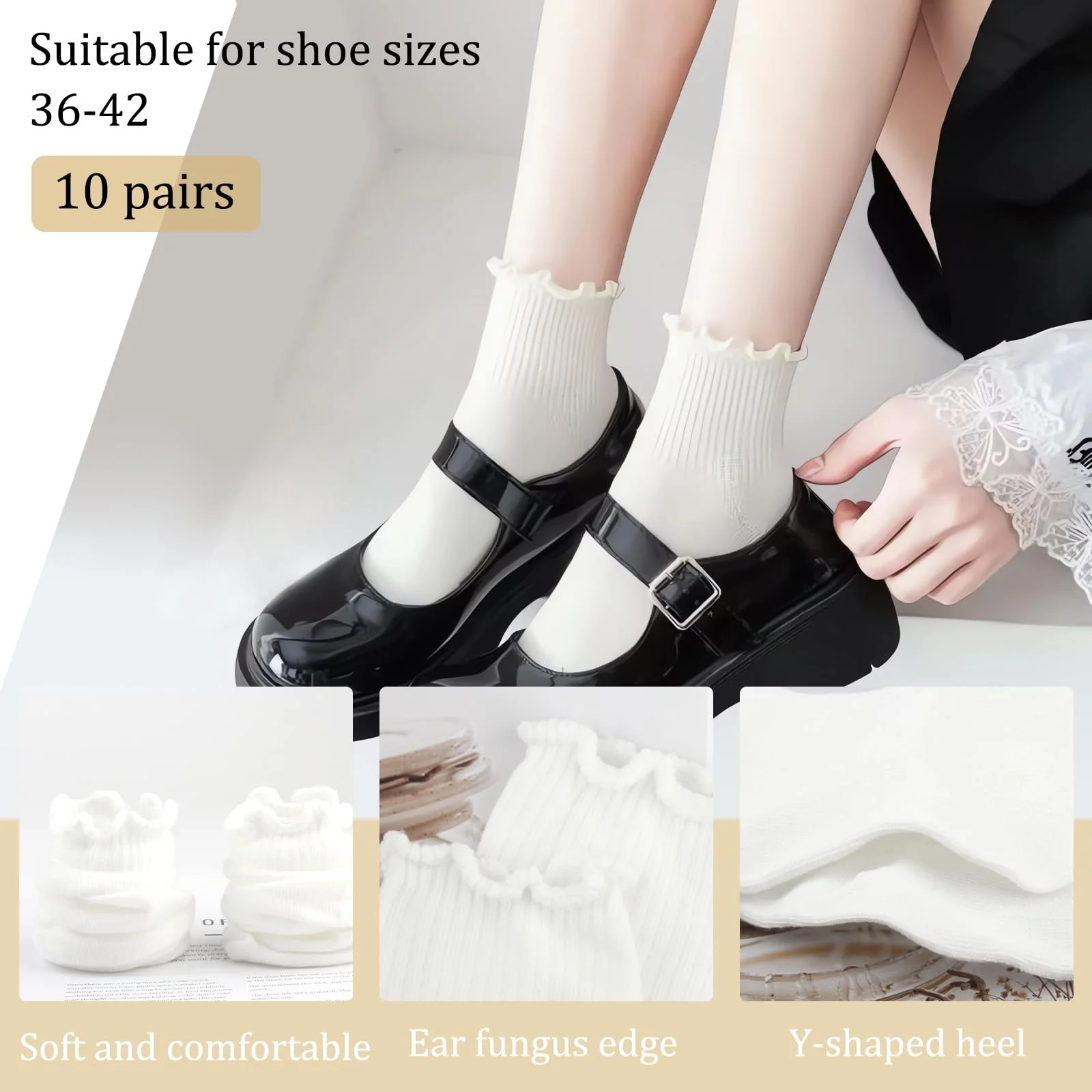 Шкарпетки Жіночі Шкарпетки-Кеди з Рюшами М'які Дихаючі Затишні Шкарпетки Розмір 35-42, фото №4