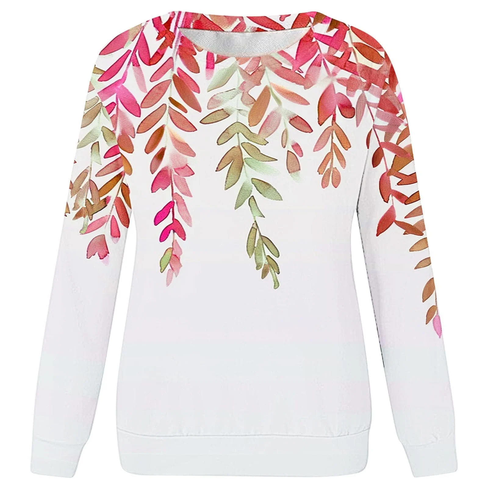 Свитшот Komiseup Однотонный Oversized Круглый вырез Длинный рукав Элегантный Цветочный принт Свободный L Легкий Спортивный стиль Подростковый Девичий Без капюшона 12, фото №4