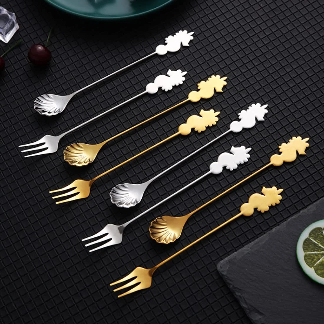 Ложка та виделка з нержавіючої сталі 304 CartooCake десертна, фото №4