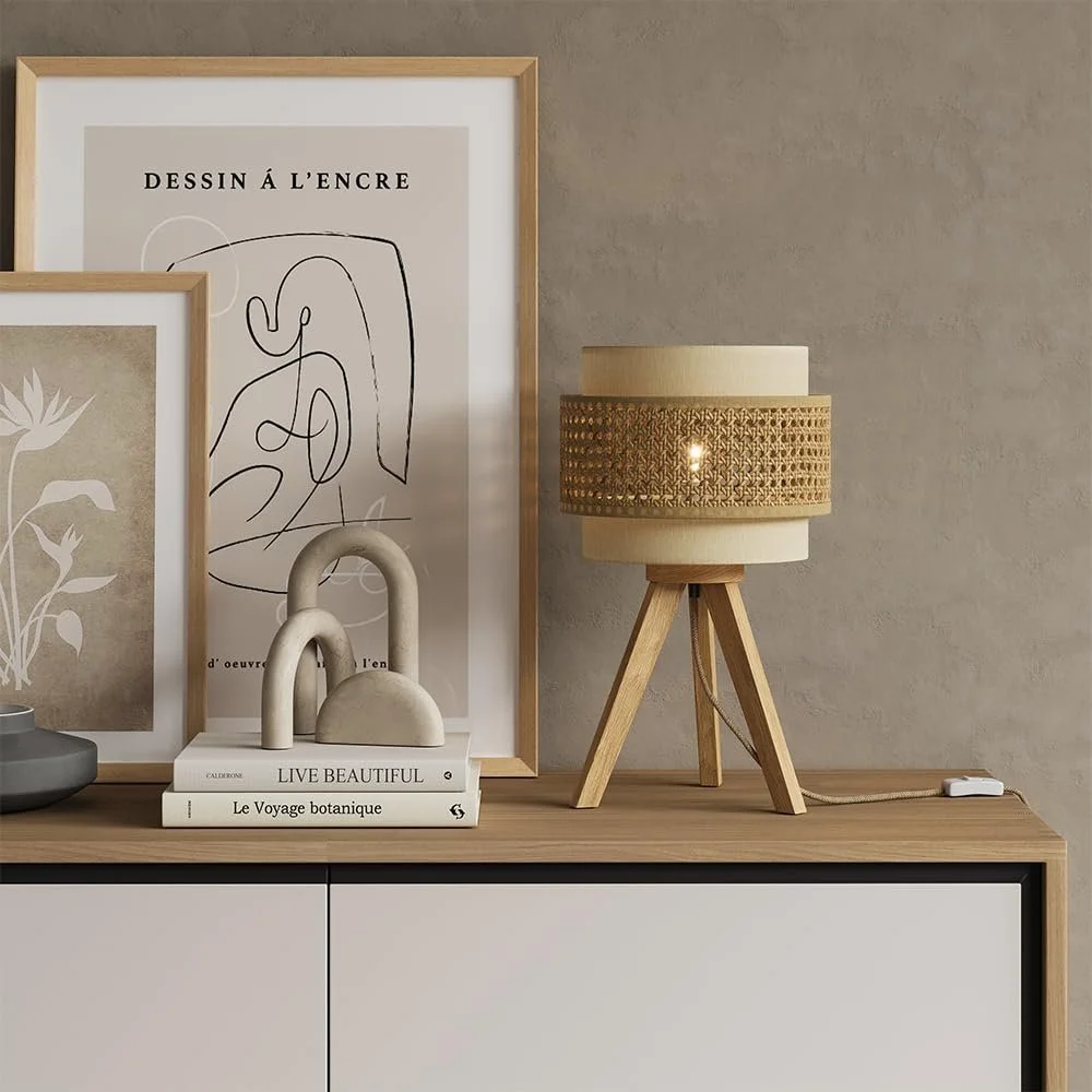 Настільна лампа Vicco Morten Ротанг Дерево Кремова 26 x 45 см E27, фото №4