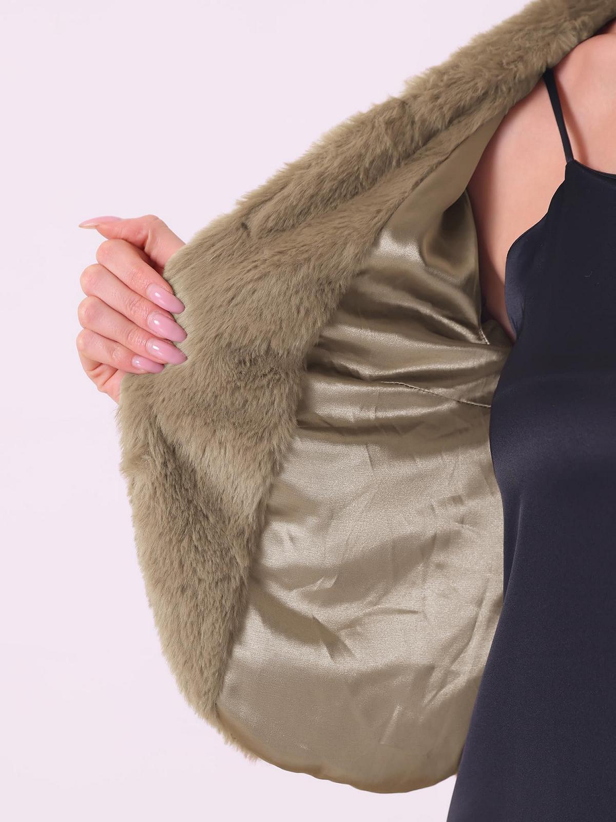 Болеро Allegra K из искусственного меха с длинными рукавами, открытое спереди, фото №4 Болеро Allegra K из искусственного меха с длинными рукавами, открытое спереди, фото №4