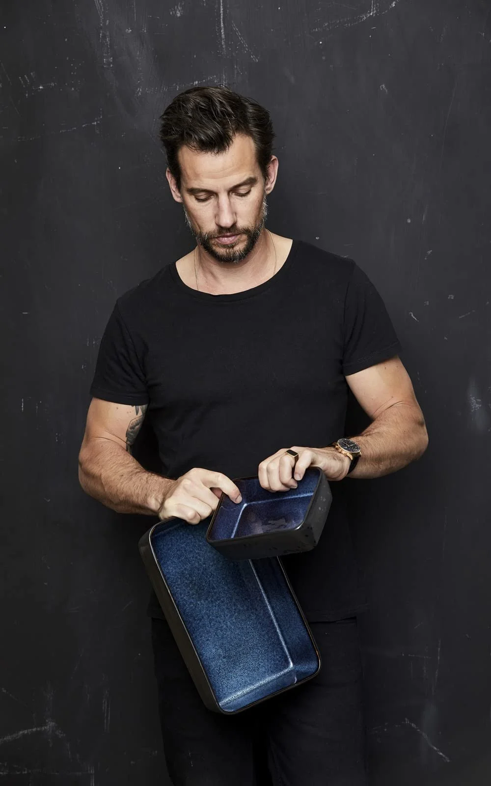 Прямоугольная форма для лазаньи BITZ керамика 19 x 14 x 6 см Черно-синяя, фото №5