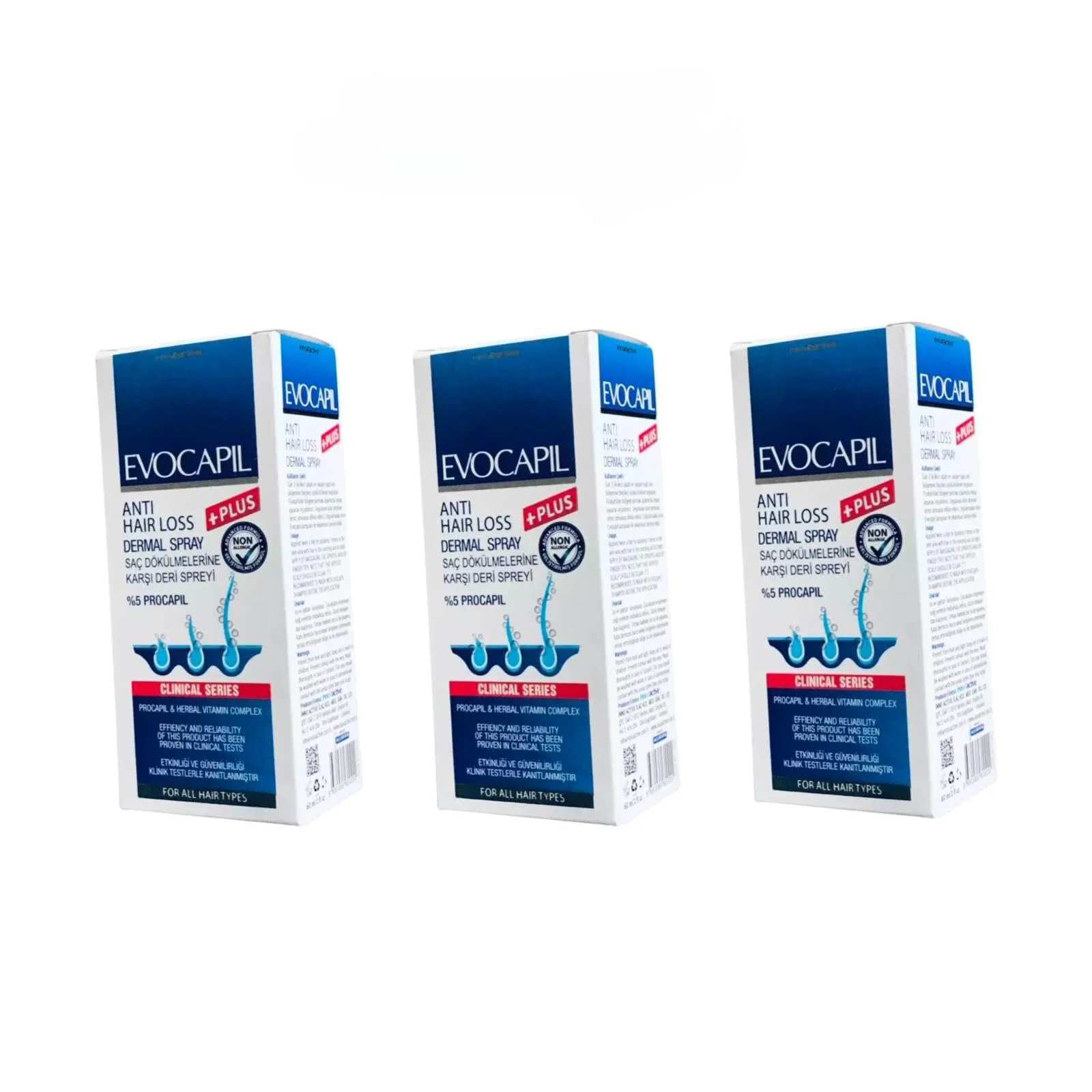 Спрей проти випадіння волосся EVOCAPIL Plus з Procapil 5% (3 x 60 мл), фото №1