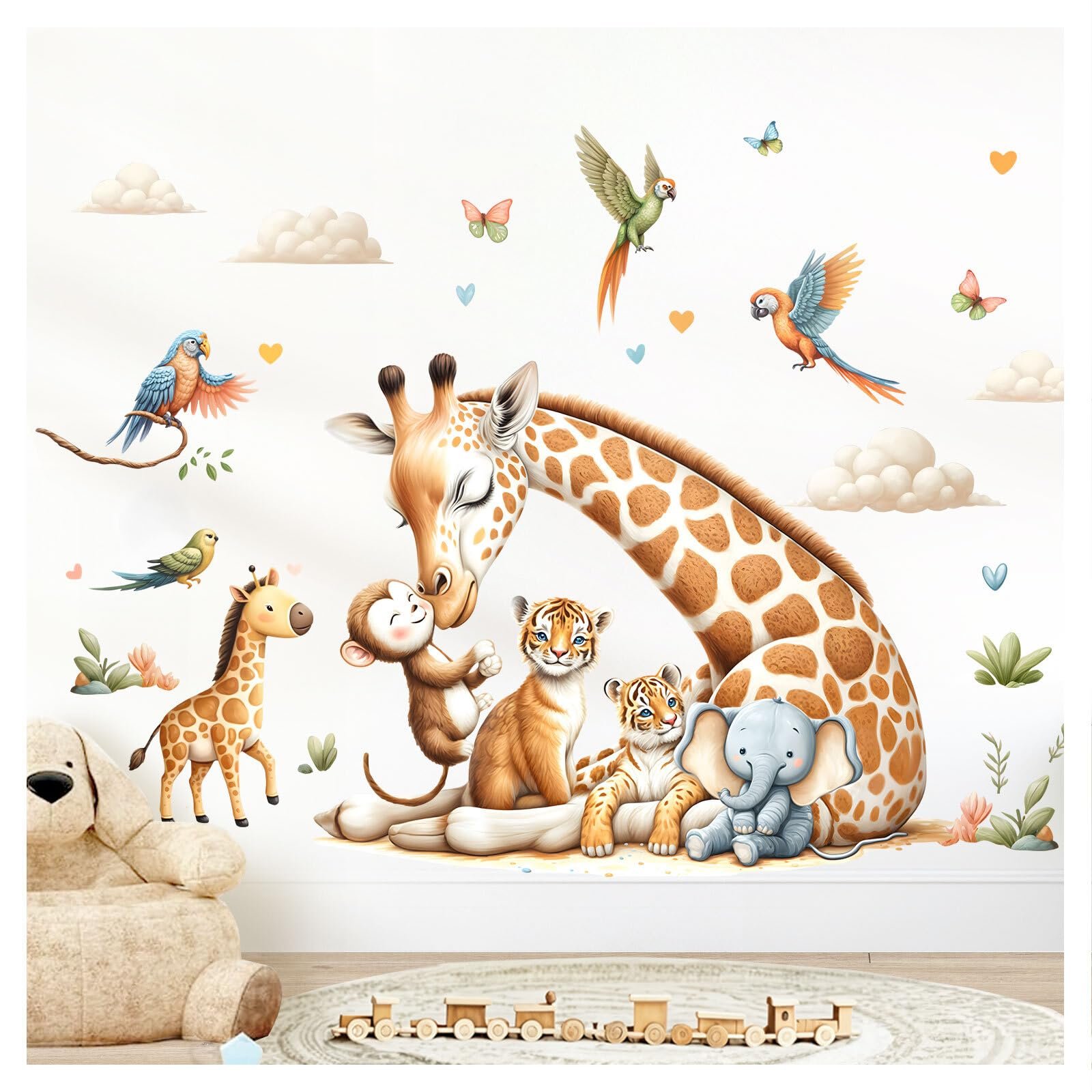 Наклейка на стену Little Deco DL5060 XL Safari Animals Giraffe Lion, фото №1
