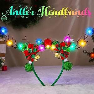 Різдвяний обруч на голову з оленячими рогами - Фото 1