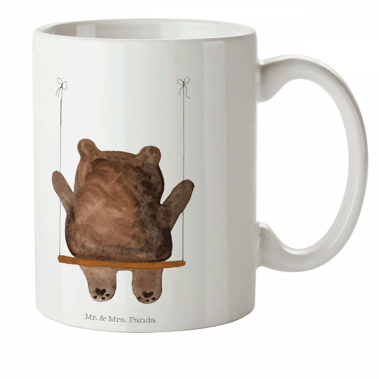 Детская чашка Mr. & Mrs. Panda Медведь на качелях, пластиковая, фото №1
