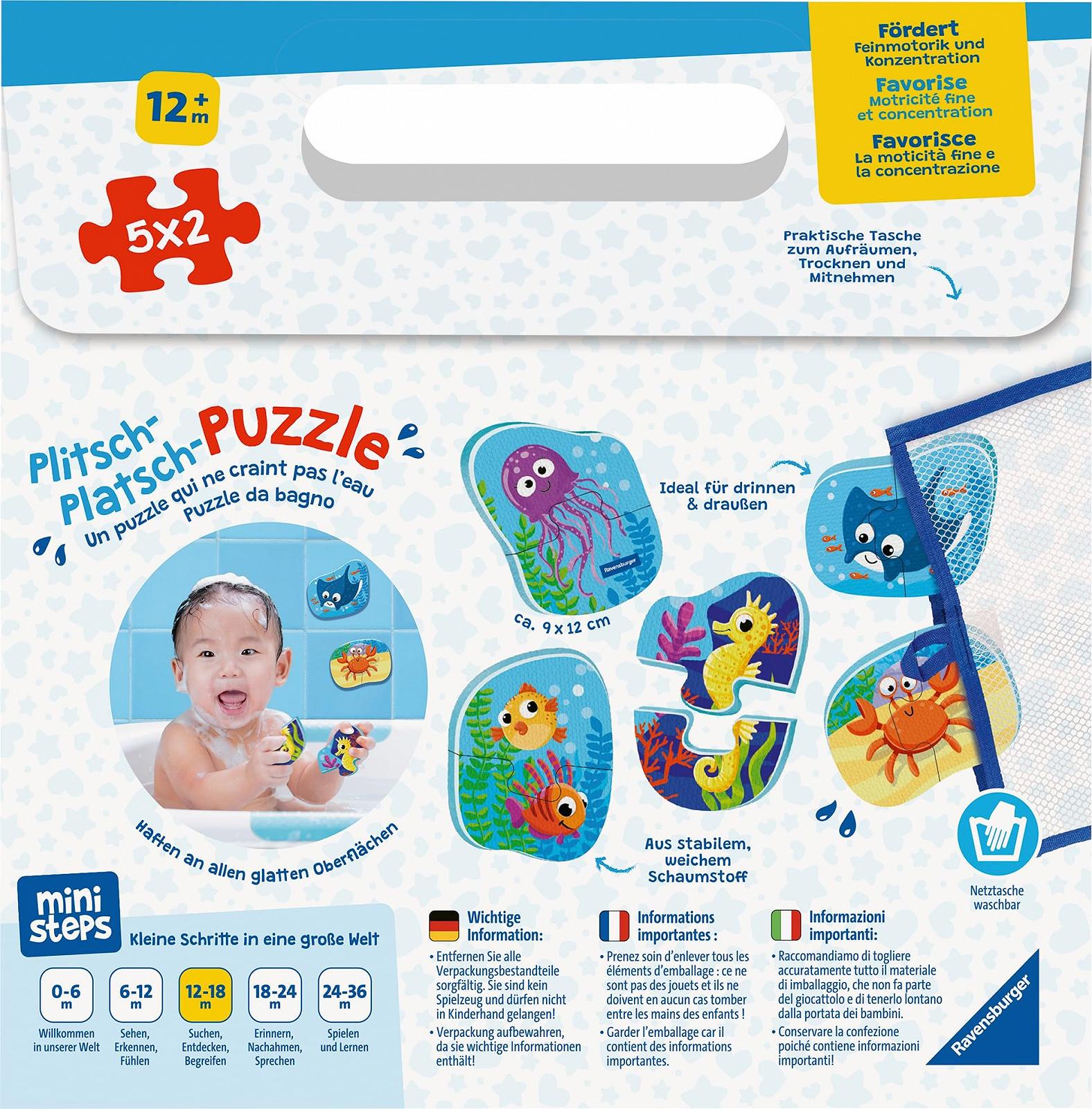 Пазл для ванны Ravensburger ministeps Plitsch-Splash Sea Creatures 4588 10 деталей от 1 года, фото №4