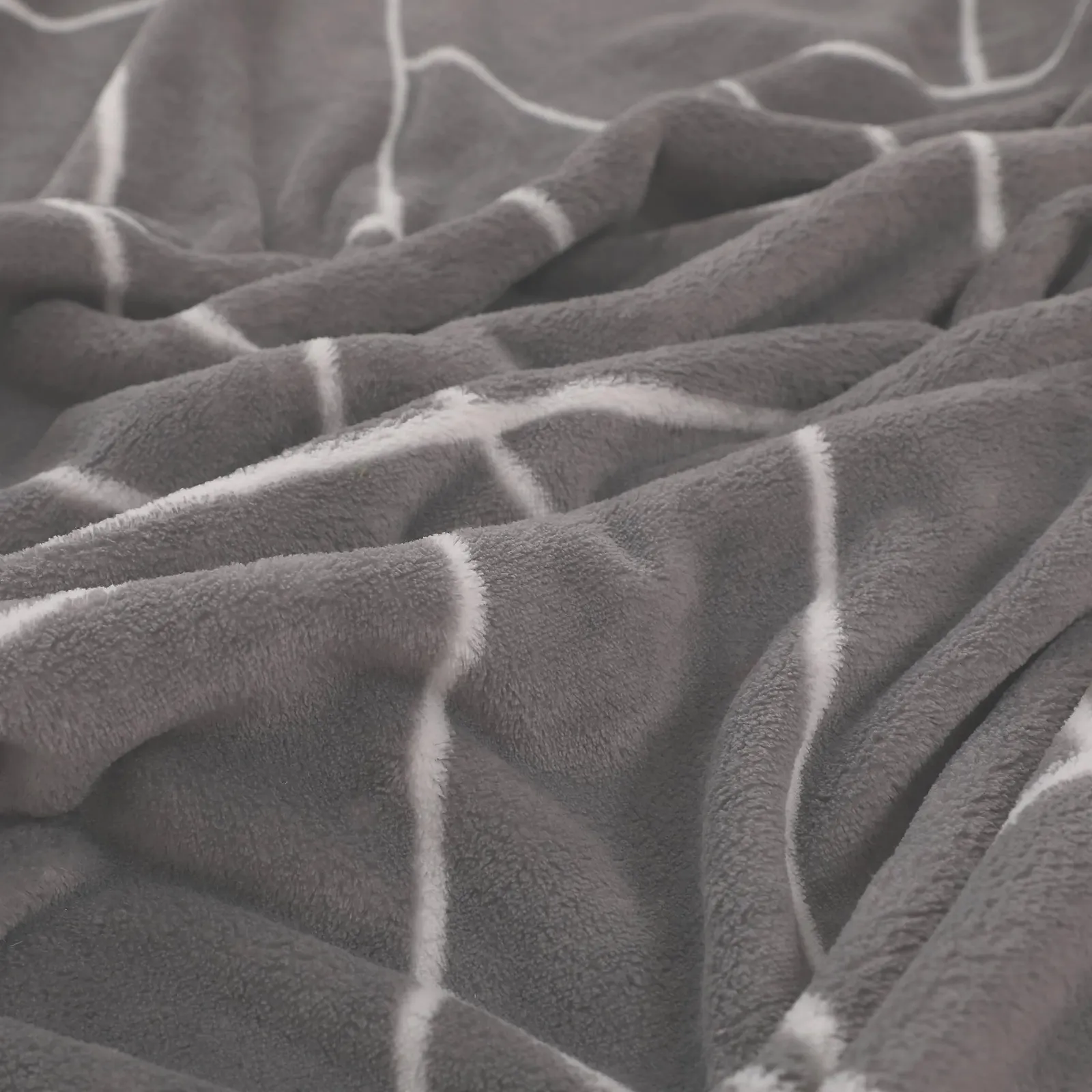 Покрывало-одеяло one-home Геометрический Серый Пушистый Теплый Мягкий Флисовый 220 x 240 см, фото №2