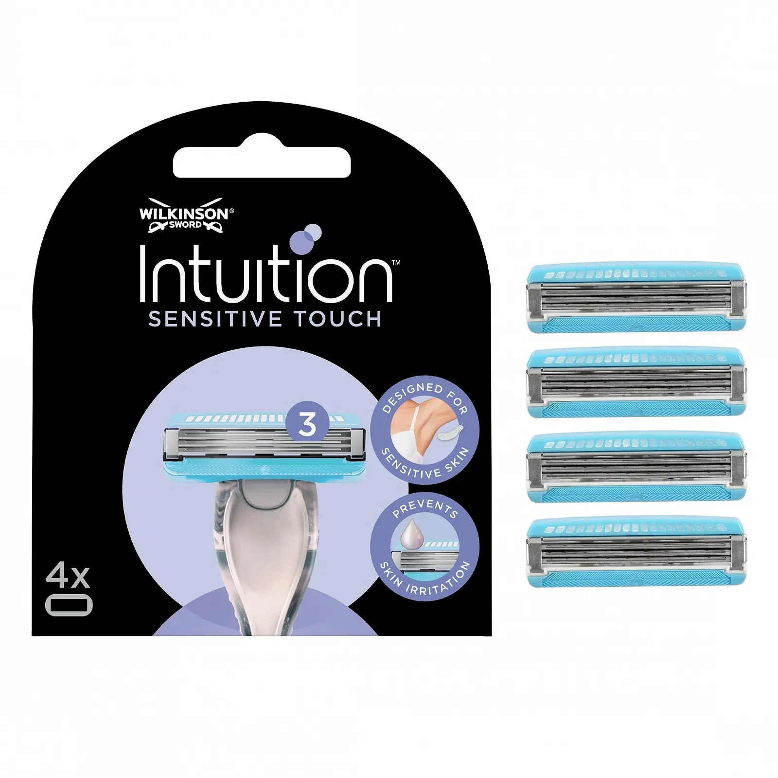Сменные кассеты для бритвы Wilkinson Sword Intuition Sensitive Touch 4 шт. 3 лезвия, фото №1