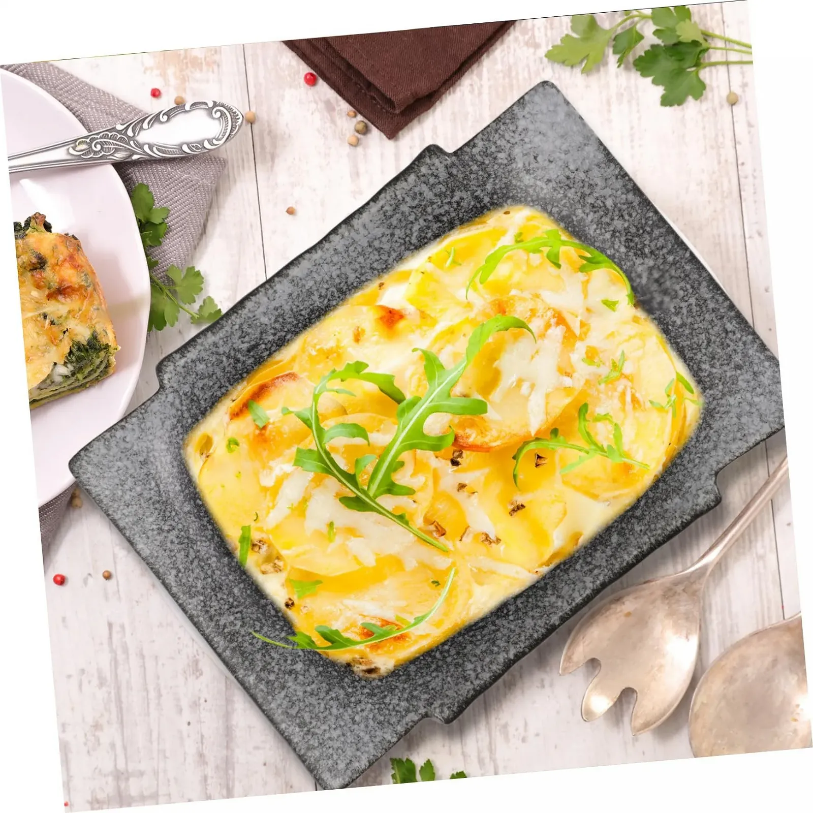 Форма для запекания керамическая прямоугольная в японском стиле с ручками термостойкая для лазаньи и жаркого, фото №8