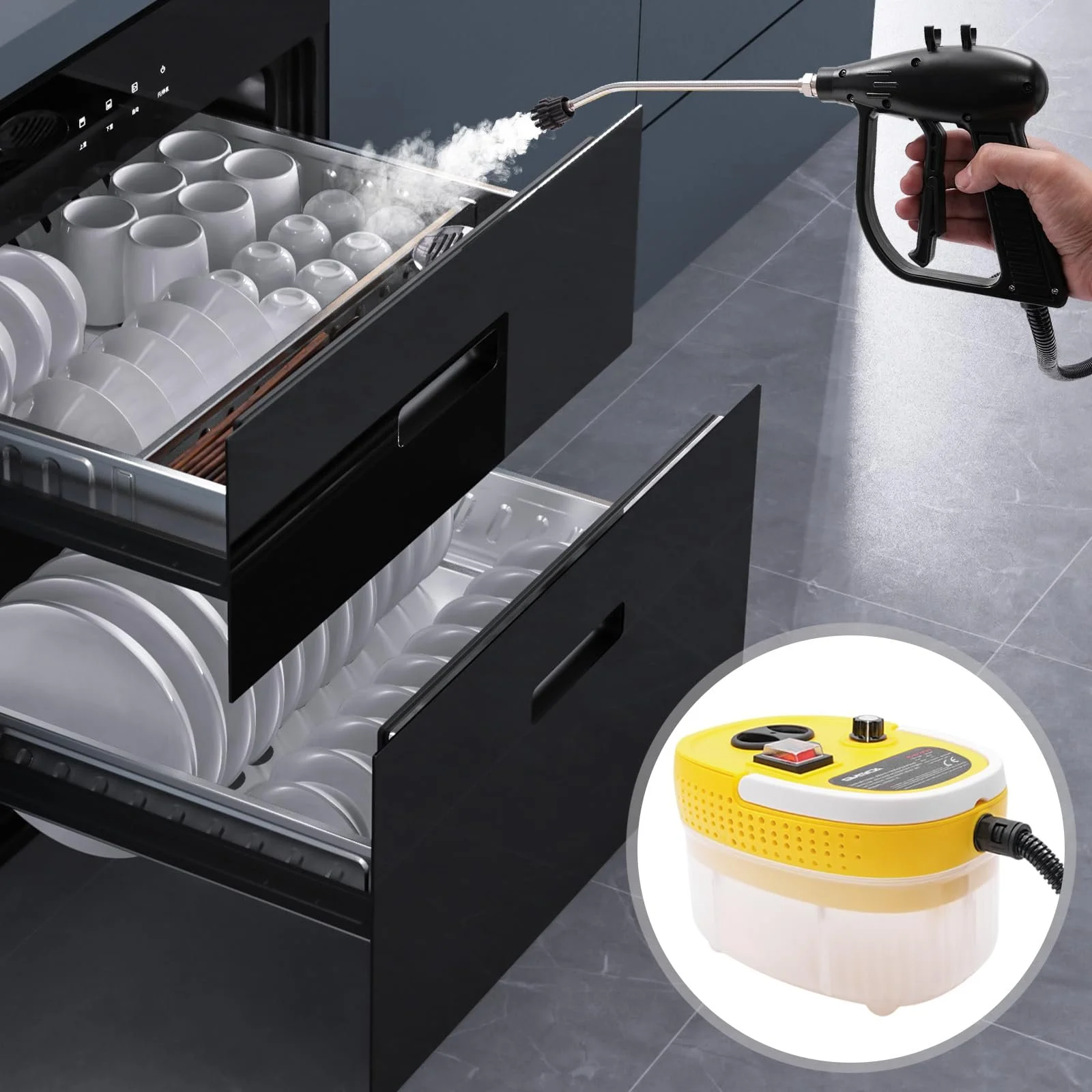 Ручний пароочисник 2500W 3 Bar 6 швидкостей Yellow, фото №6 Ручний пароочисник 2500W 3 Bar 6 швидкостей Yellow, фото №6