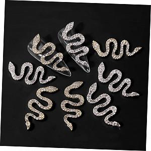 Набор 4 шт. змеиных сверл для ногтей из сплава, подвеска для ногтей со стразами, крестики для ногтей, 3D украшения для ногтей, украшения для ногтей со стразами, крестики для ногтей, 3D змеиный маникюр synthetic.ua - Фото 1