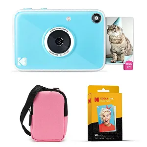 Фотокамера мгновенной печати Kodak Printomatic+ Starter Kit с чехлом (Pink) и 20 листами фотобумаги Zinc 10MP RGB LED Blue - Фото 1