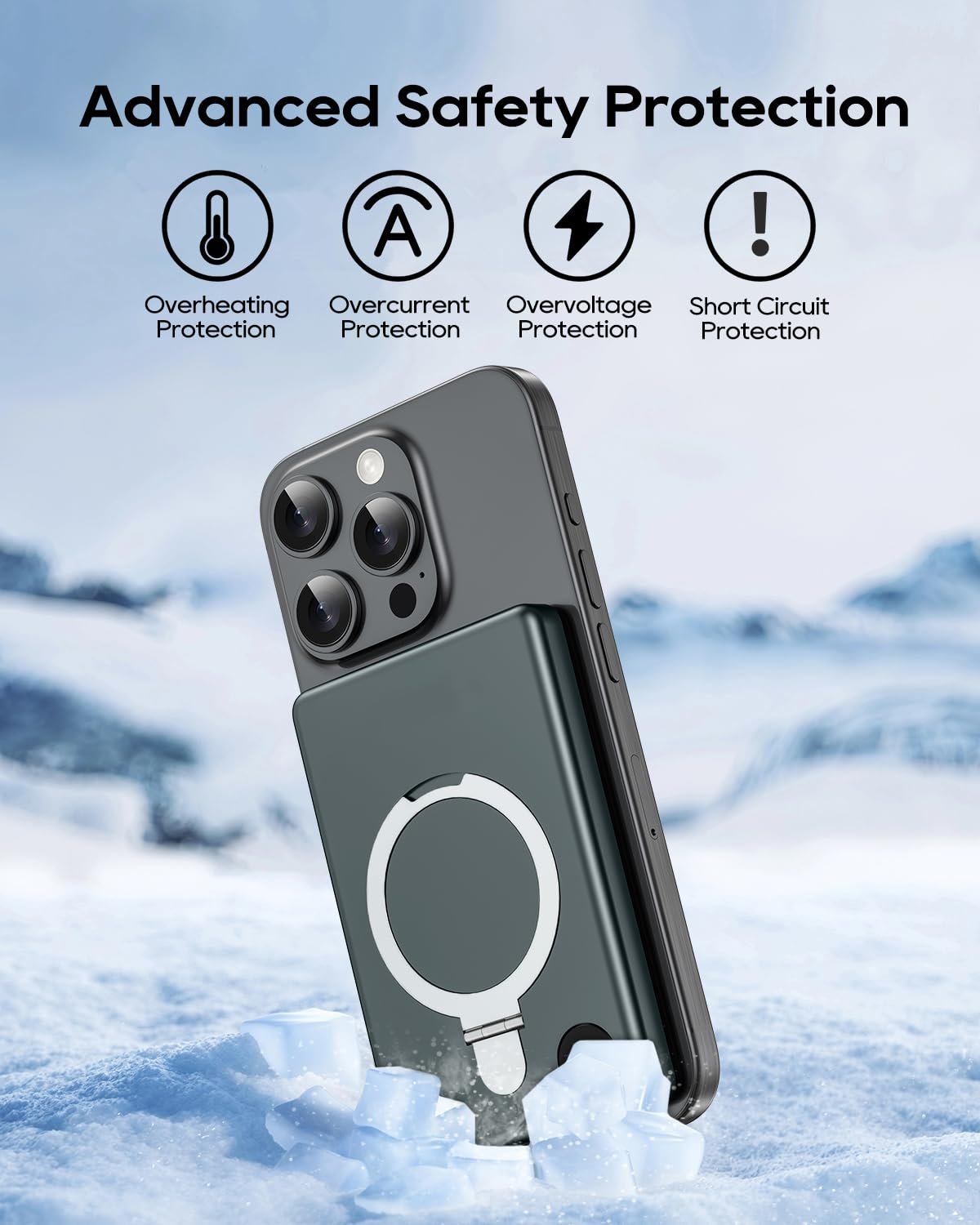 Power Bank Anyzoo MagSafe 10000 mAh 20W USB C Wireless Fast Charging зі складаною підставкою, фото №8