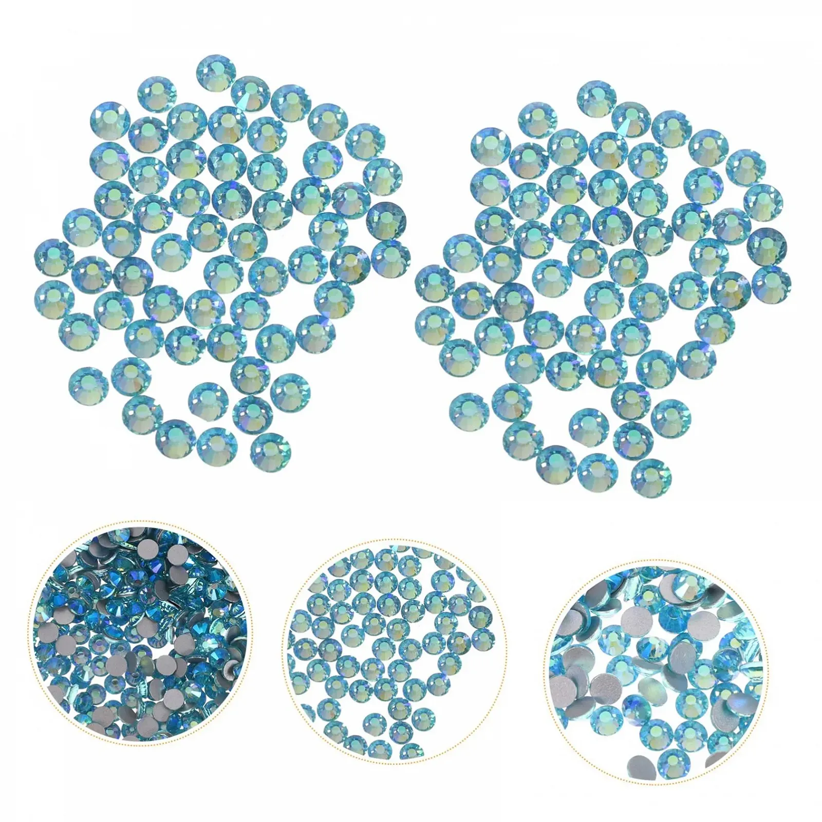 Стрази для нігтів minkissy круглі блакитні 2880 шт, фото №7
