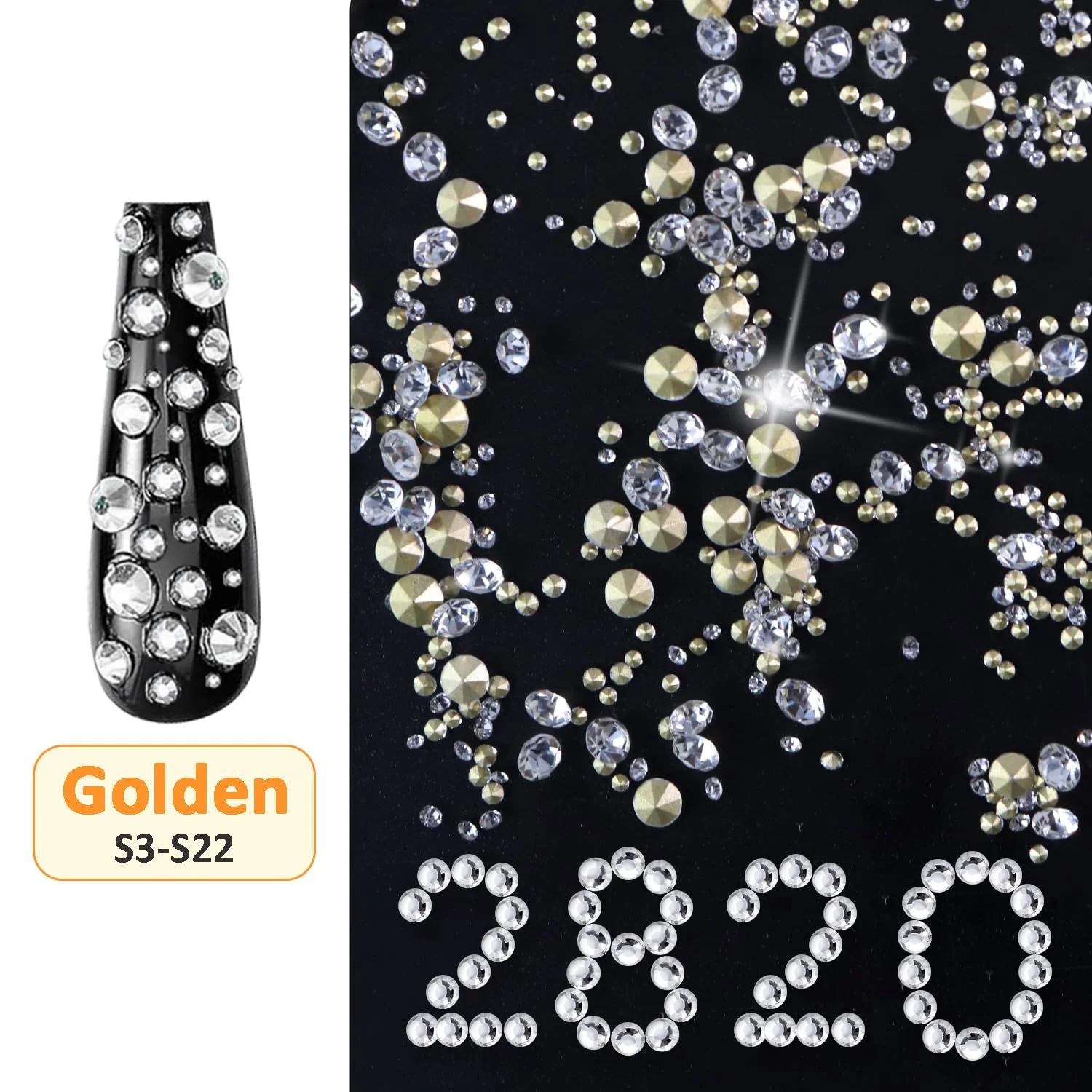 Стразы Круглые из смолы 11 размеров 2820 шт, фото №2