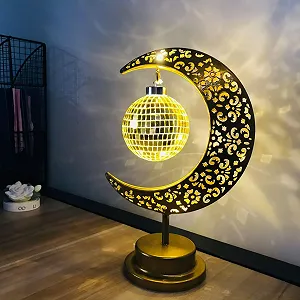 Настільна лампа Moon Металева Бездротова LED USB Золотиста - Фото 1