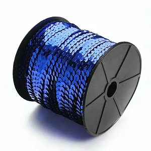 Лента с пайетками Круглая 6 мм, сапфир, 100 ярдов - Фото 1