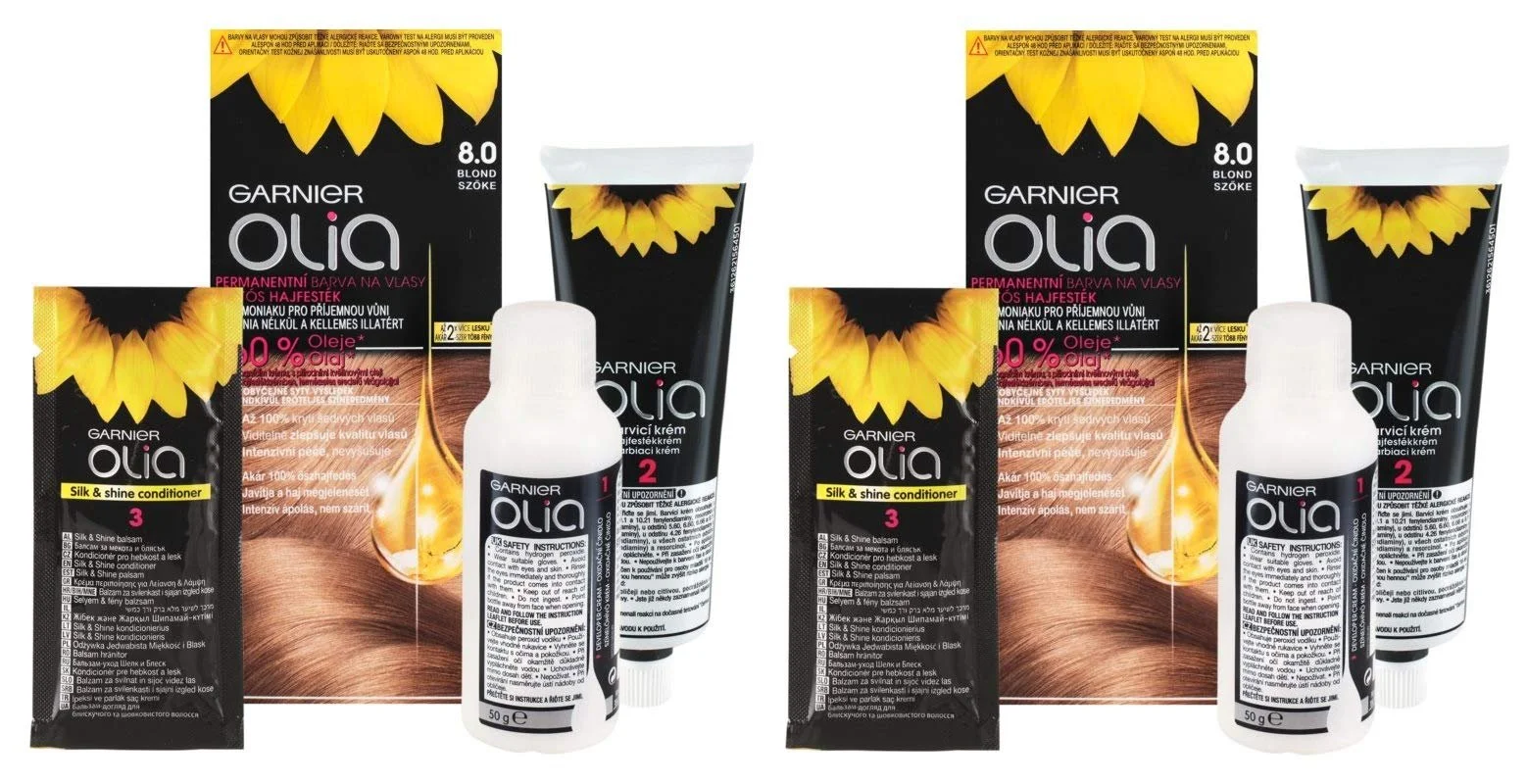 Фарба для волосся Olia 8.0 Натуральний блонд, 2 упаковки (2 x 115 мл), фото №1 Фарба для волосся Olia 8.0 Натуральний блонд, 2 упаковки (2 x 115 мл), фото №1