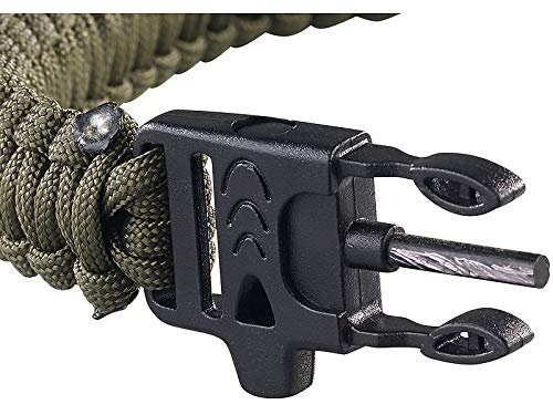 Браслет Paracord Semptec Urban Survival Technology, Набор из 2 штук, с веревкой, свистком, огнивом и ножом, Черный, Оливковый, фото №3