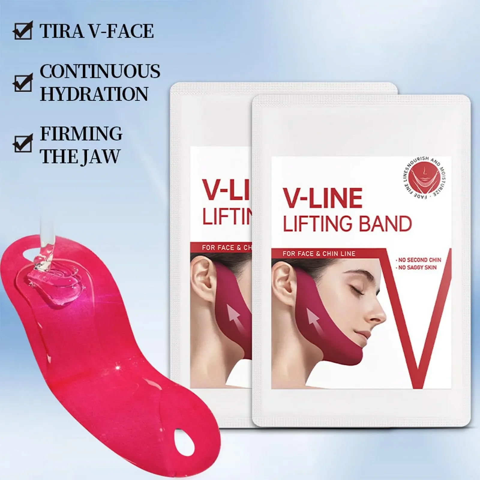 V-подібна маска для обличчя з колагеном, набір з 5 штук, фото №3