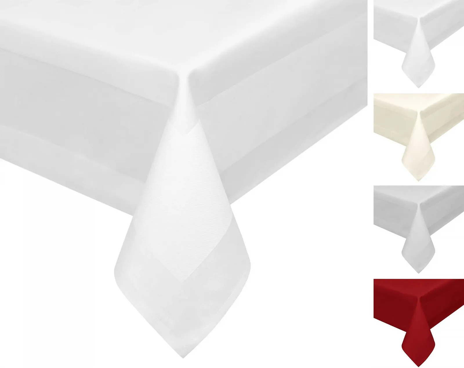 Скатертина Damask зі 100% мерсеризованої бавовни подвійного кручення 130x220 см Біла, фото №1