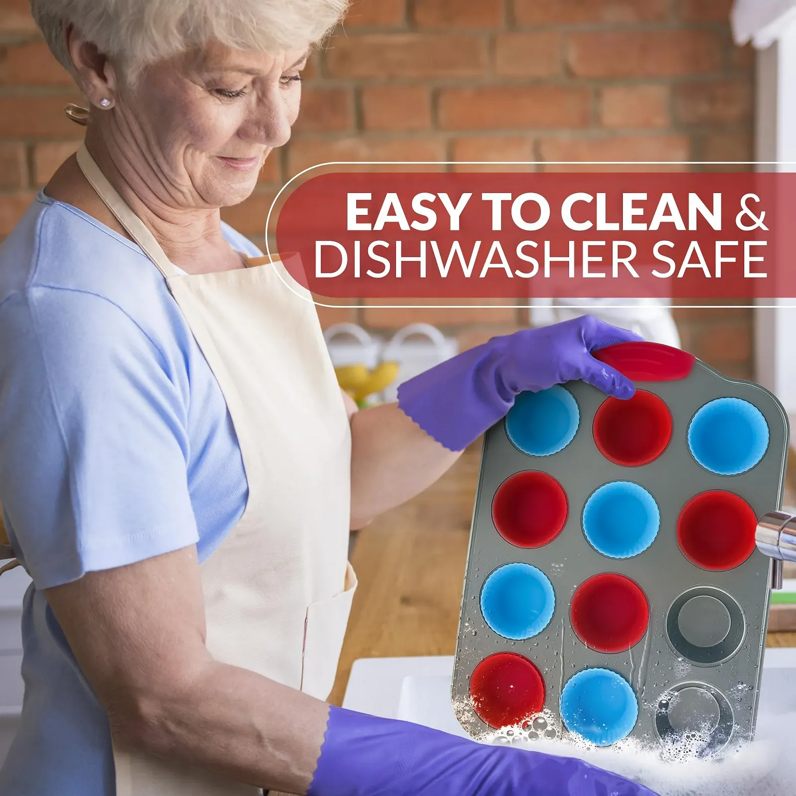 Форма для 12 мини-маффинов Boxiki Kitchen с силиконовыми вкладышами (набор из 12 шт.) профессиональная антипригарная из стали и силикона, фото №3