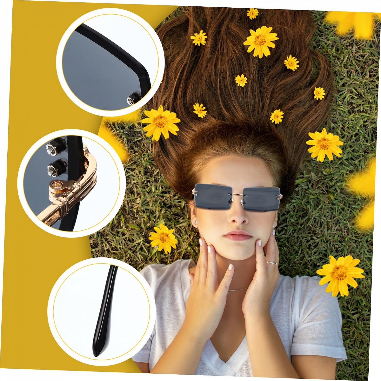 Сонцезахисні окуляри Без оправи PACKOVE 3 пари для пляжу, подорожей та шопінгу, чорний, фото №3