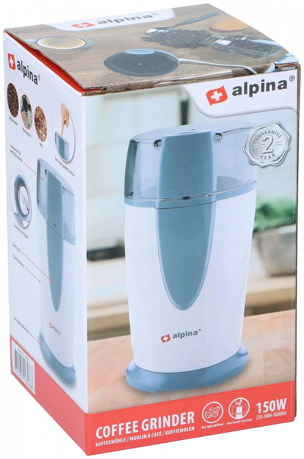 Электрическая Кофемолка Alpina 150 Вт 65 г Нержавеющая Сталь, фото №6 Электрическая Кофемолка Alpina 150 Вт 65 г Нержавеющая Сталь, фото №6