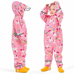 Дождевой комбинезон Baogaier для девочек, водонепроницаемый дождевой комбинезон, детский дождевик, дождевая куртка, легкий, без подкладки, комбинезон с анималистическим принтом, цельная верхняя одежда, дождевая одежда для школы, походов, 1-9 лет synthetic.ua - Фото 1