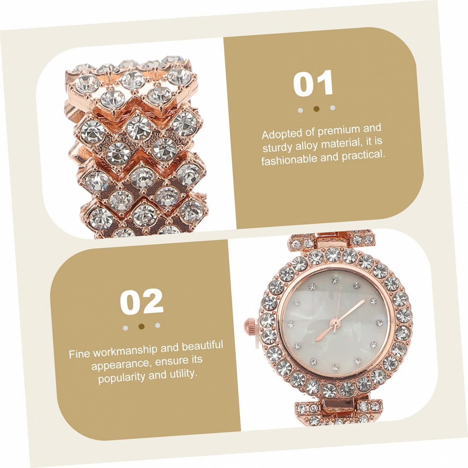 Женские наручные часы-браслет с бриллиантами LIFKOME, розовое золото, фото №9