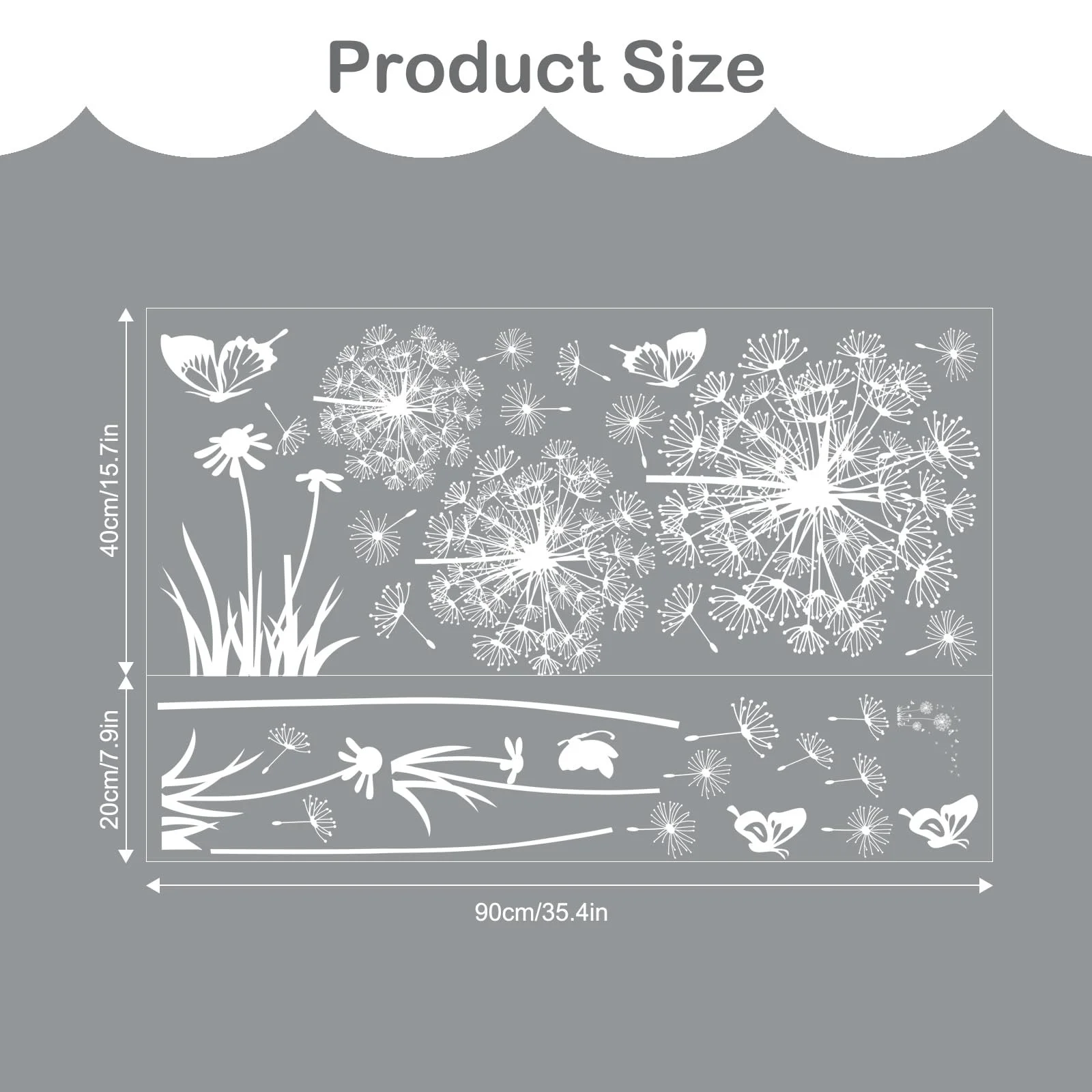 Наклейка на стіну Tanlaby Dandelion Білі квіти та метелики, фото №6