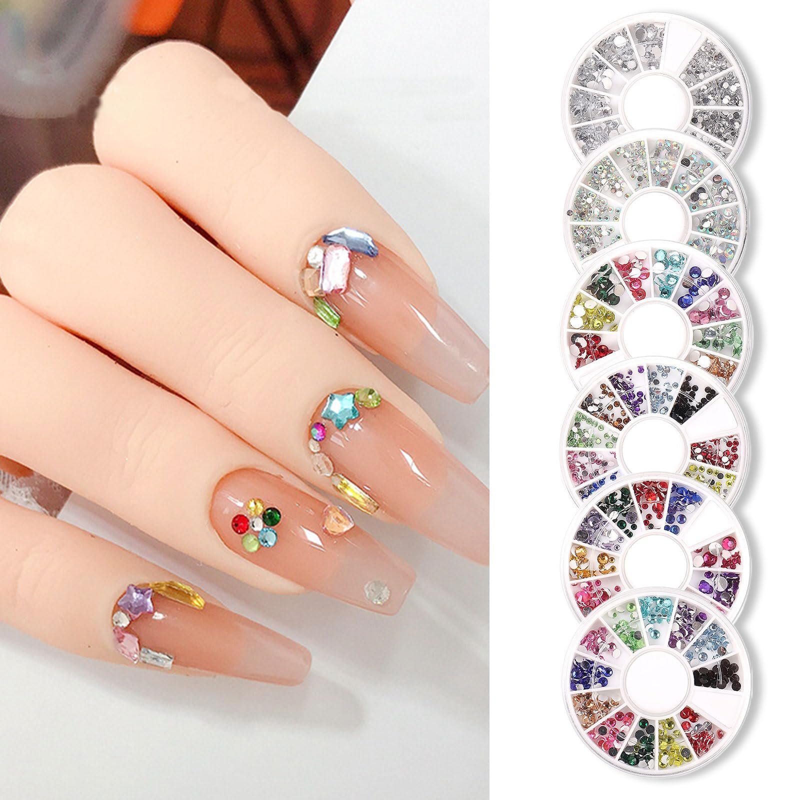 Стрази для нігтів Кристал, різнокольорові, 6 шт, фото №4