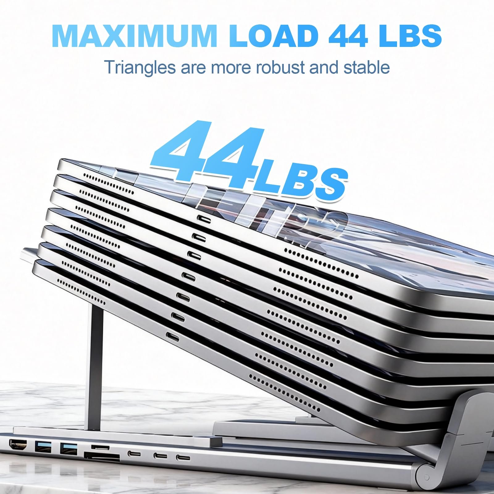 Подставка для ноутбука USB-C 8-в-1, алюминиевая подставка для ноутбука с док-станцией USB C 8-в-1, складная двойная подставка с 9 регулируемыми углами с HDMI 4K@30Hz, USB 3.0, 100 Вт PD для дома, офиса, фото №8 Подставка для ноутбука USB-C 8-в-1, алюминиевая подставка для ноутбука с док-станцией USB C 8-в-1, складная двойная подставка с 9 регулируемыми углами с HDMI 4K@30Hz, USB 3.0, 100 Вт PD для дома, офиса, фото №8