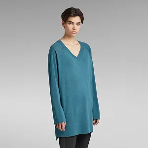 Женский джемпер G-Star RAW Oversized V Knit Синий - L synthetic.ua - Фото 1