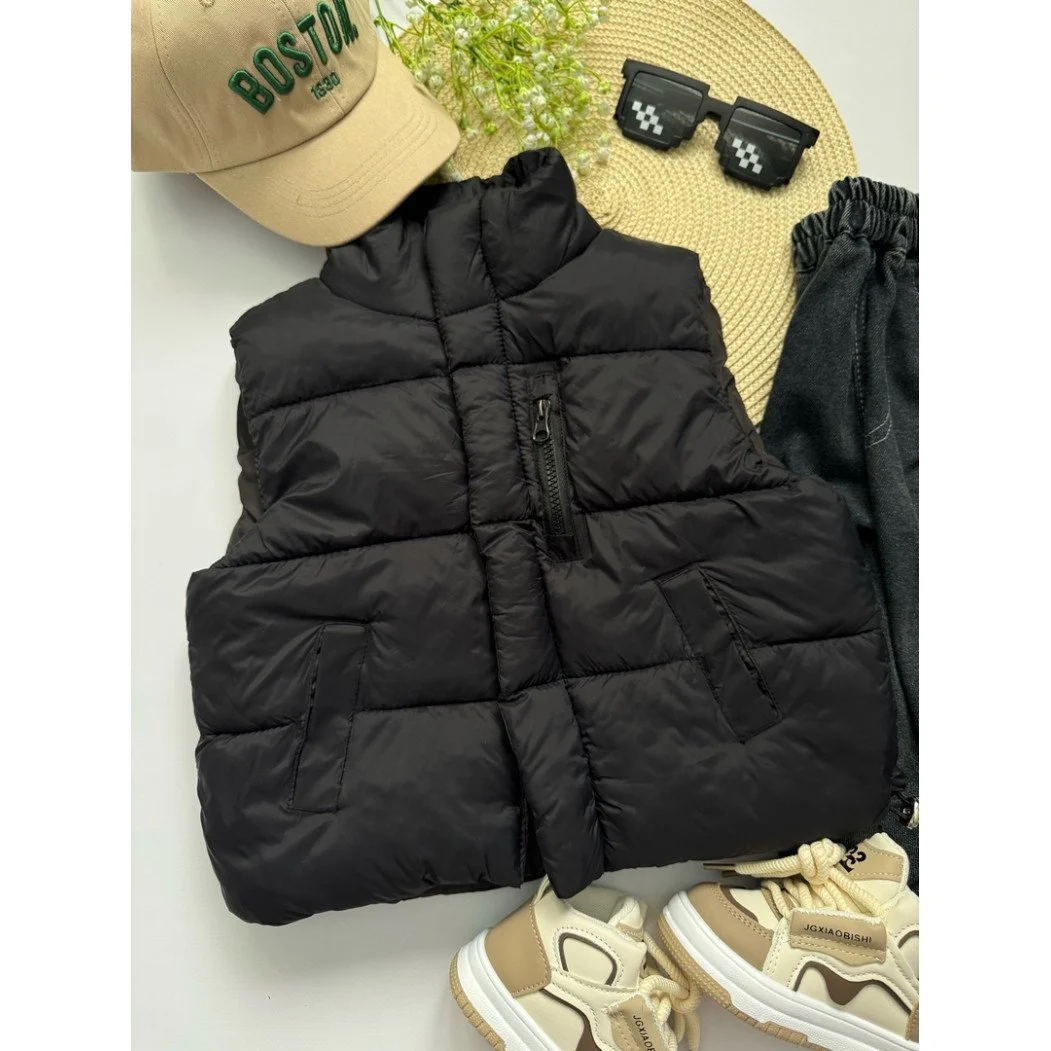 Жилетка дитяча демісезон від 100 до 150 см на бличкавці, чорна та біла жилет весна/осінь, фото №6