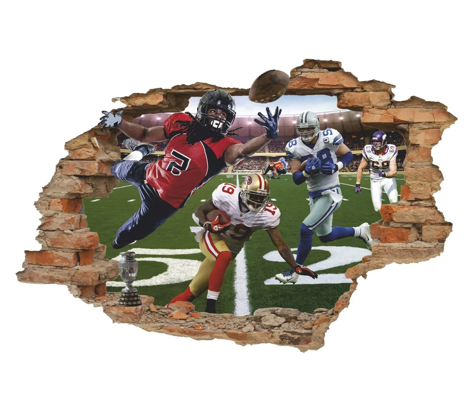 Наклейка на стену American Football 3D Gridiron Football Removable, фото №1