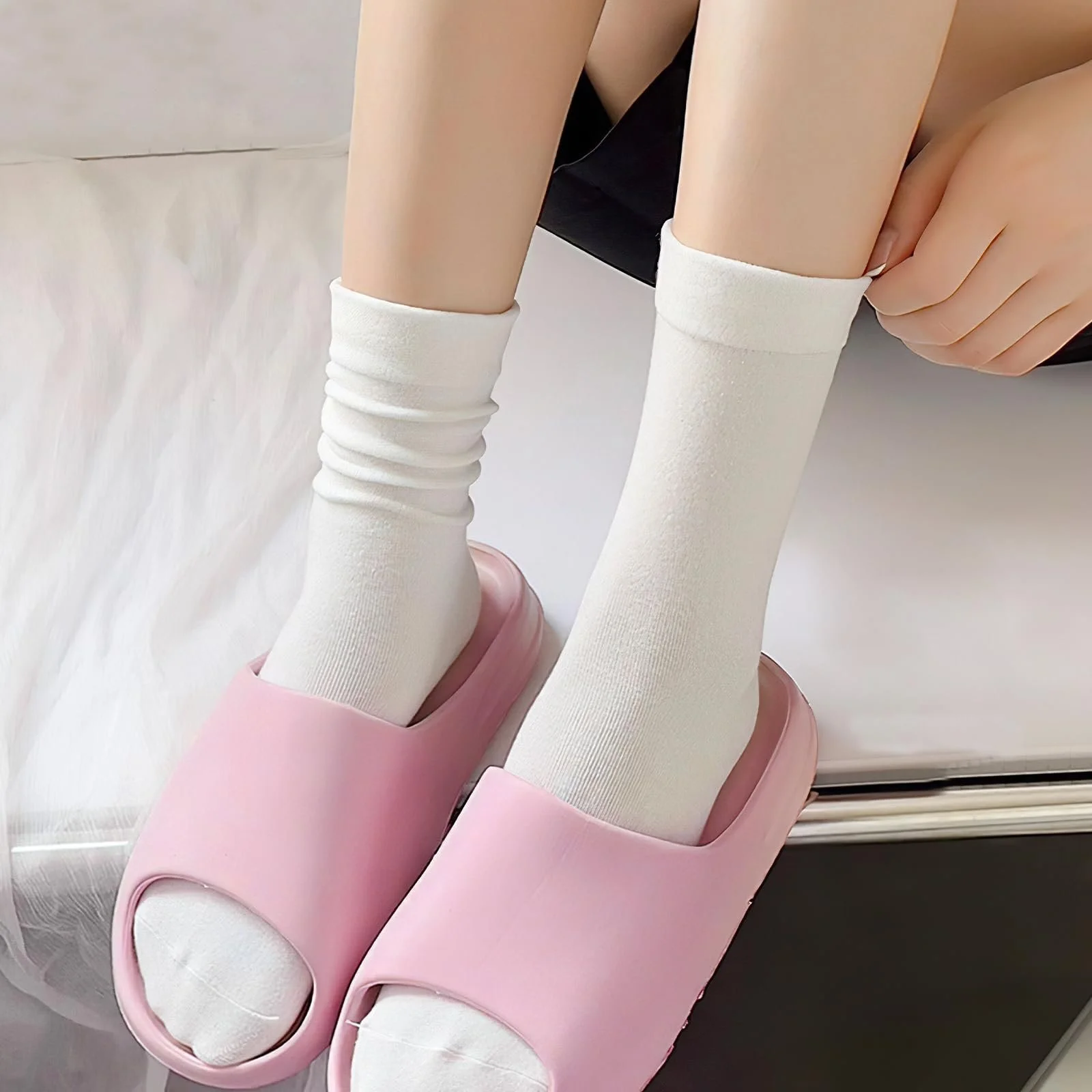 Носки Lusofie (3 пары) Женские хлопковые носки, без резинки, с широким поясом, для хлопка, носки до середины икры, удобная резинка, дышащие, комфортные, один размер, фото №4 Носки Lusofie (3 пары) Женские хлопковые носки, без резинки, с широким поясом, для хлопка, носки до середины икры, удобная резинка, дышащие, комфортные, один размер, фото №4