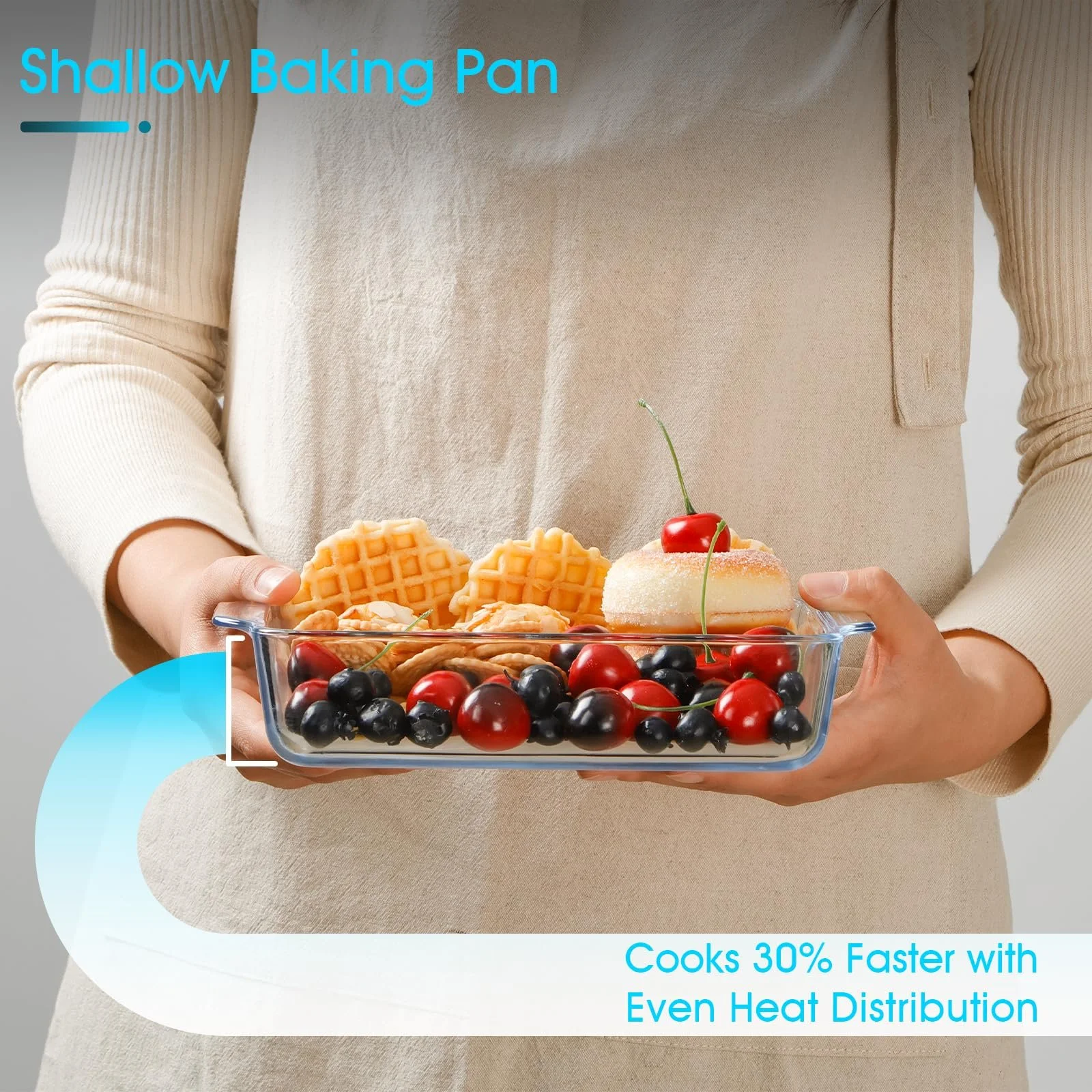 Форма для запекания NUTRIUPS стеклянная прямоугольная 1.3 л 24 x 19 x 5 см, фото №5