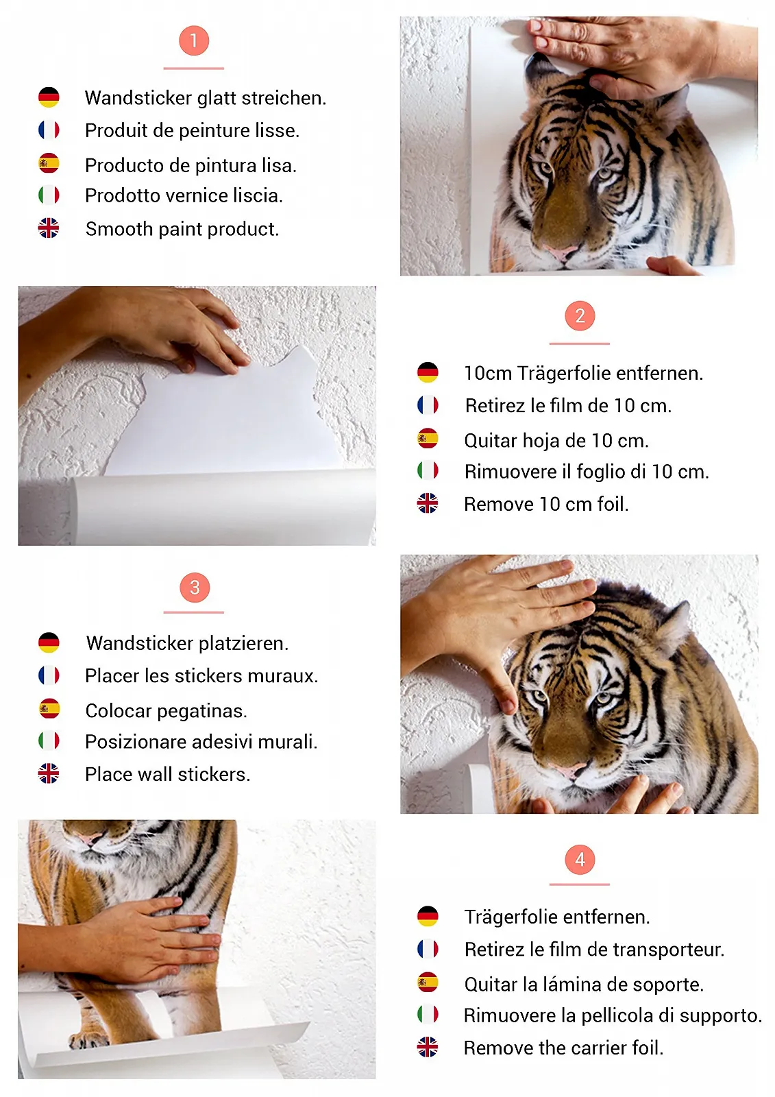 Наклейка на стену GRAZDesign Tiger Running 3D 89 x 40 см, фото №5