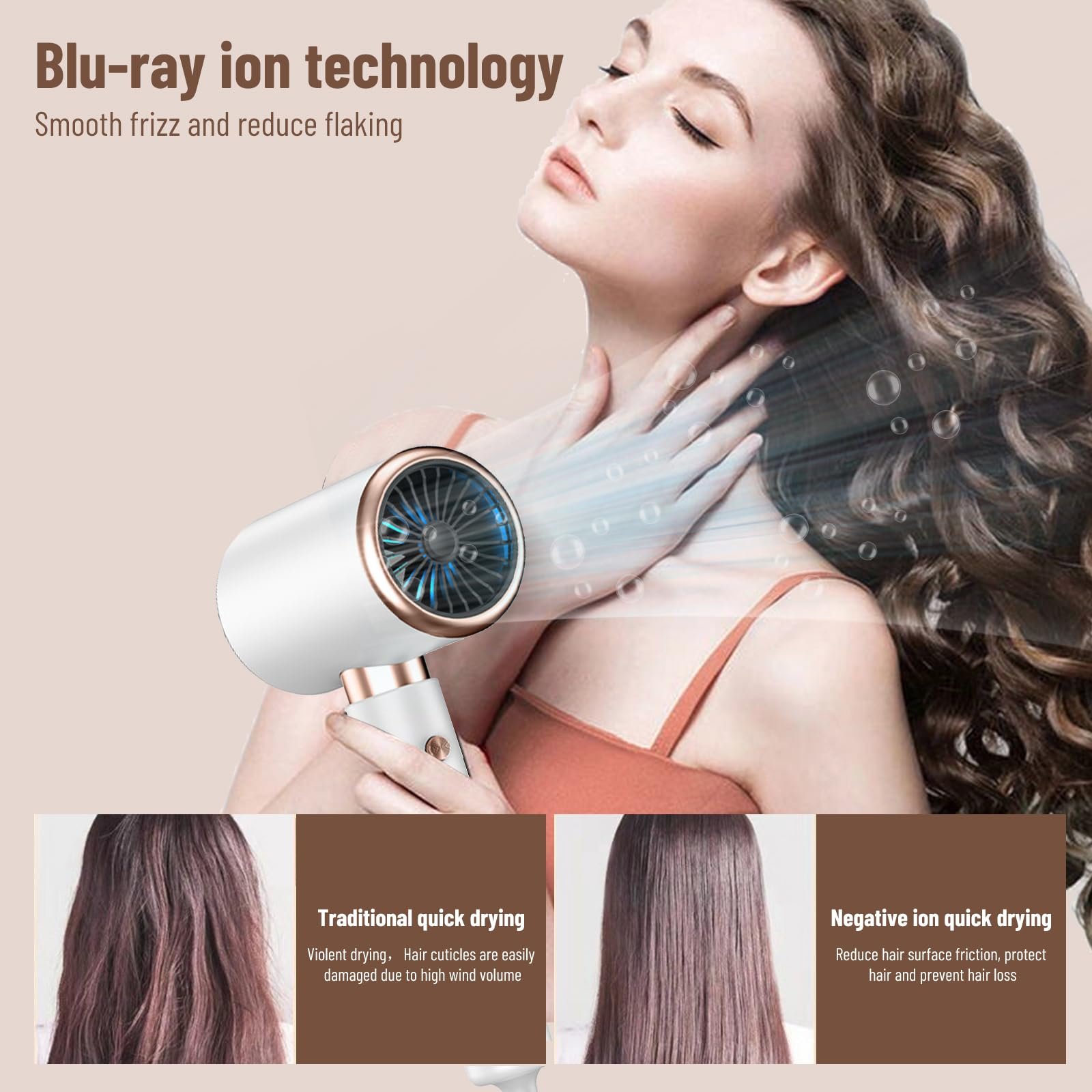 Фен Ionic Professional Oskuglin 2400 Вт з кнопкою гарячого/холодного повітря, 3 температурні режими, для професійного салону, білий, фото №6