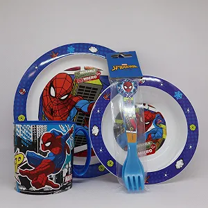 Набор детской посуды Sorrisini Spiderman (Тарелка, миска, чашка 350 мл, детские столовые приборы) synthetic.ua - Фото 1