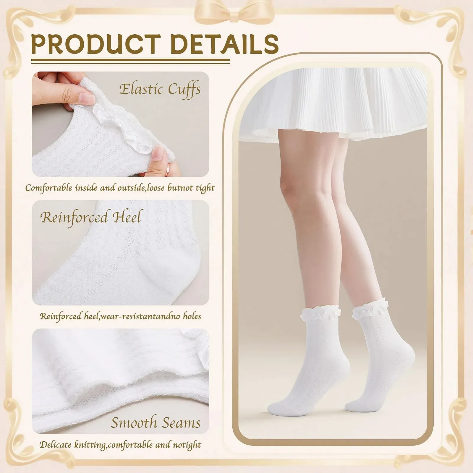 Шкарпетки з оборками (6 пар) Білі 37-43, фото №3