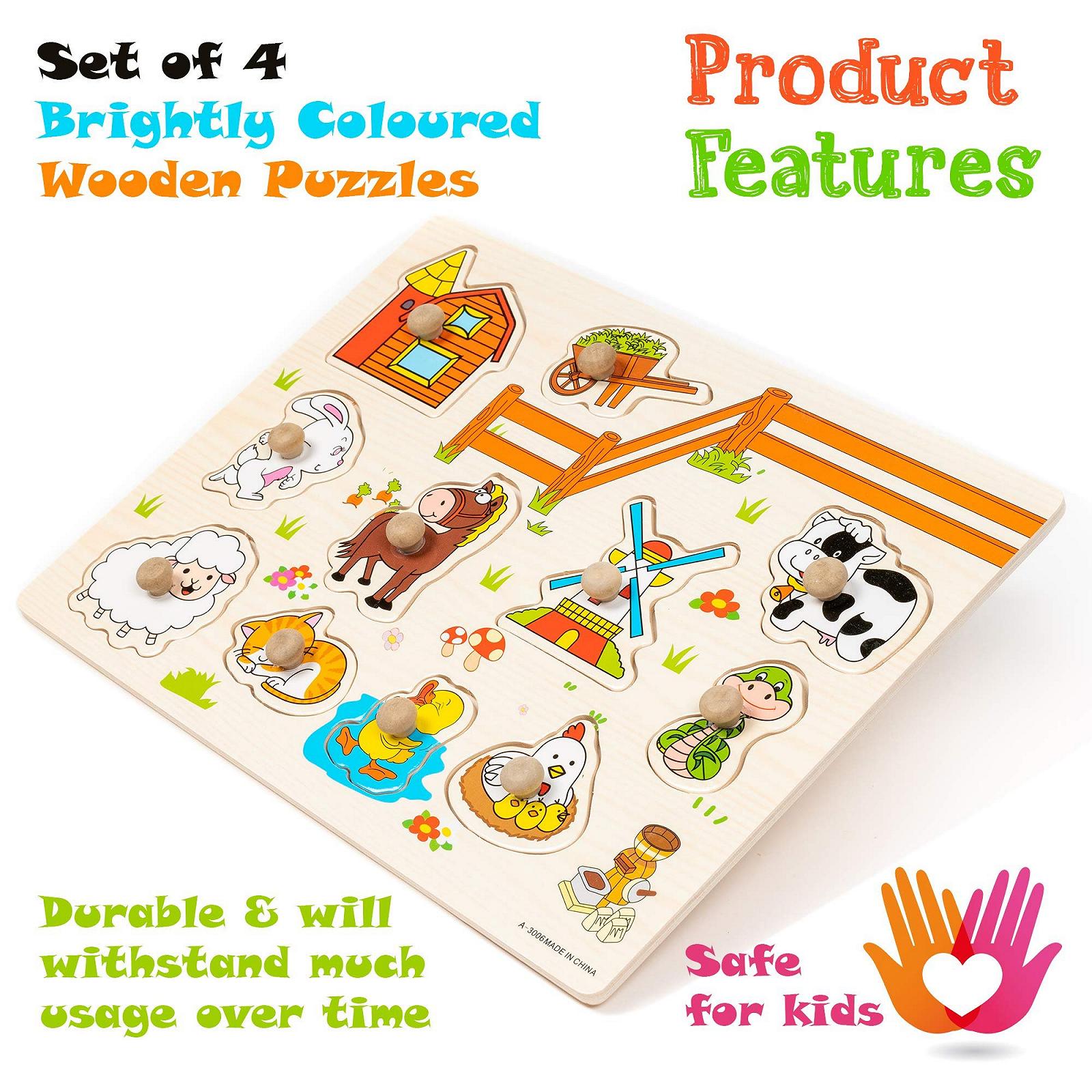 Пазл-вкладыш THE TWIDDLERS Montessori Educational Toy Farm, Jungle Animals, Sea Animals & Insects деревянный 4 шт., фото №8