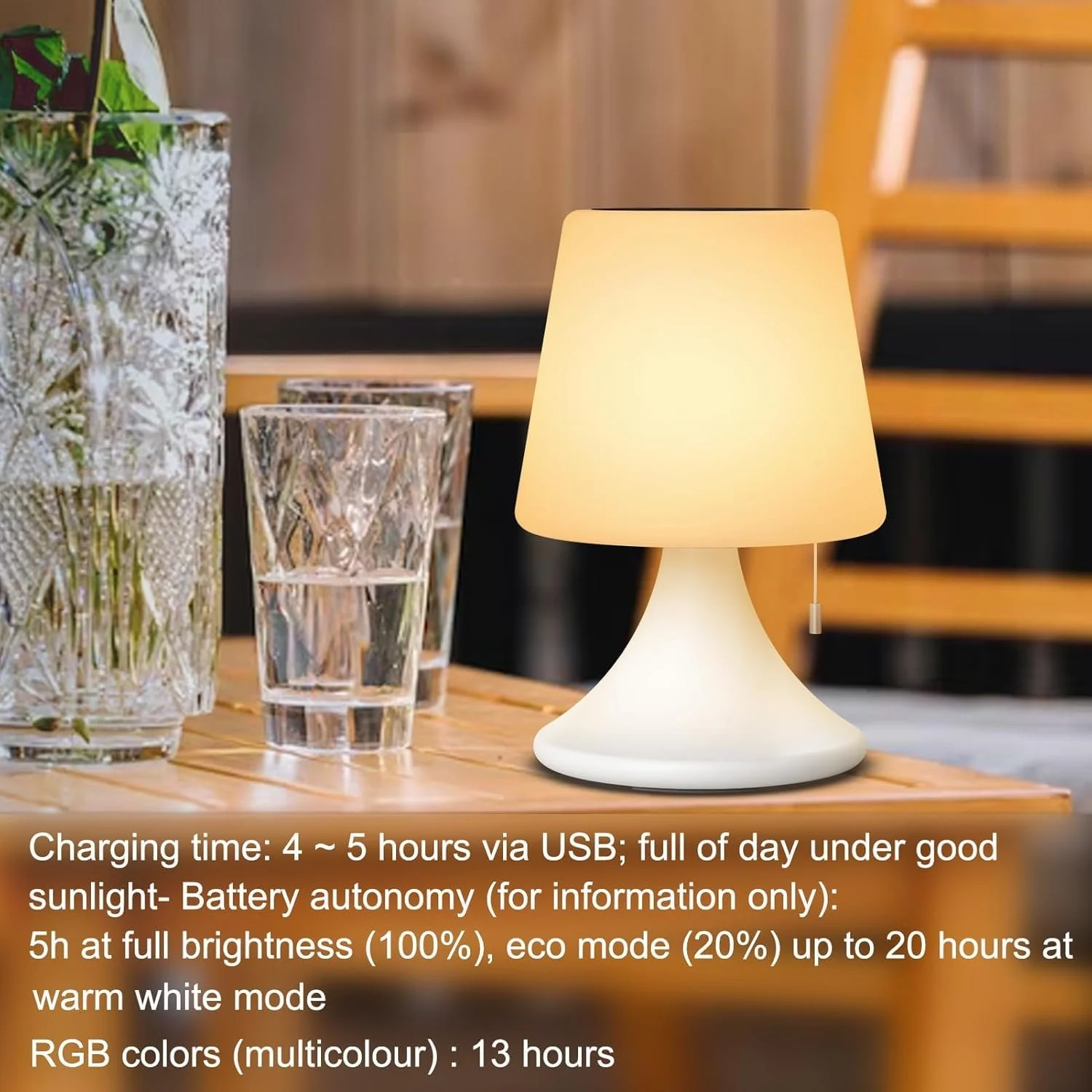 Настільна лампа FUYO Solar LED 8 кольорів Димер IP44 Wireless, фото №6